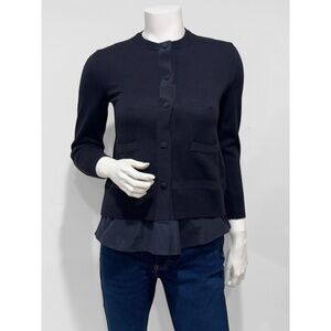 Moncler Women's Black 100% Virgin Wool Maglione Tricot Cardigan Size XS